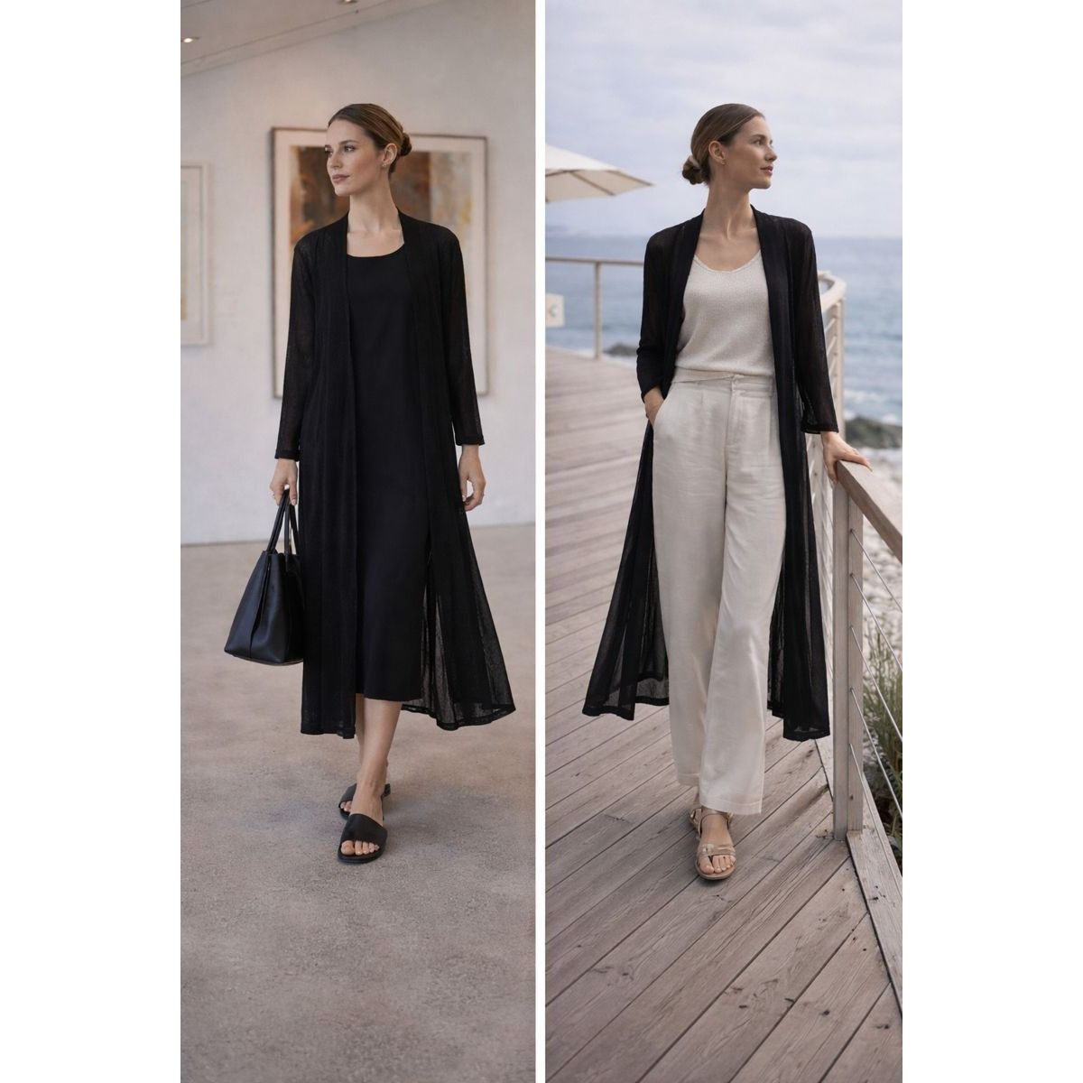 Eileen Fisher Eileen Fisher Women Black Sheer Duster 3X Italian Yarn Minim Size 3XL / US 20-22 - 1 Thumbnail