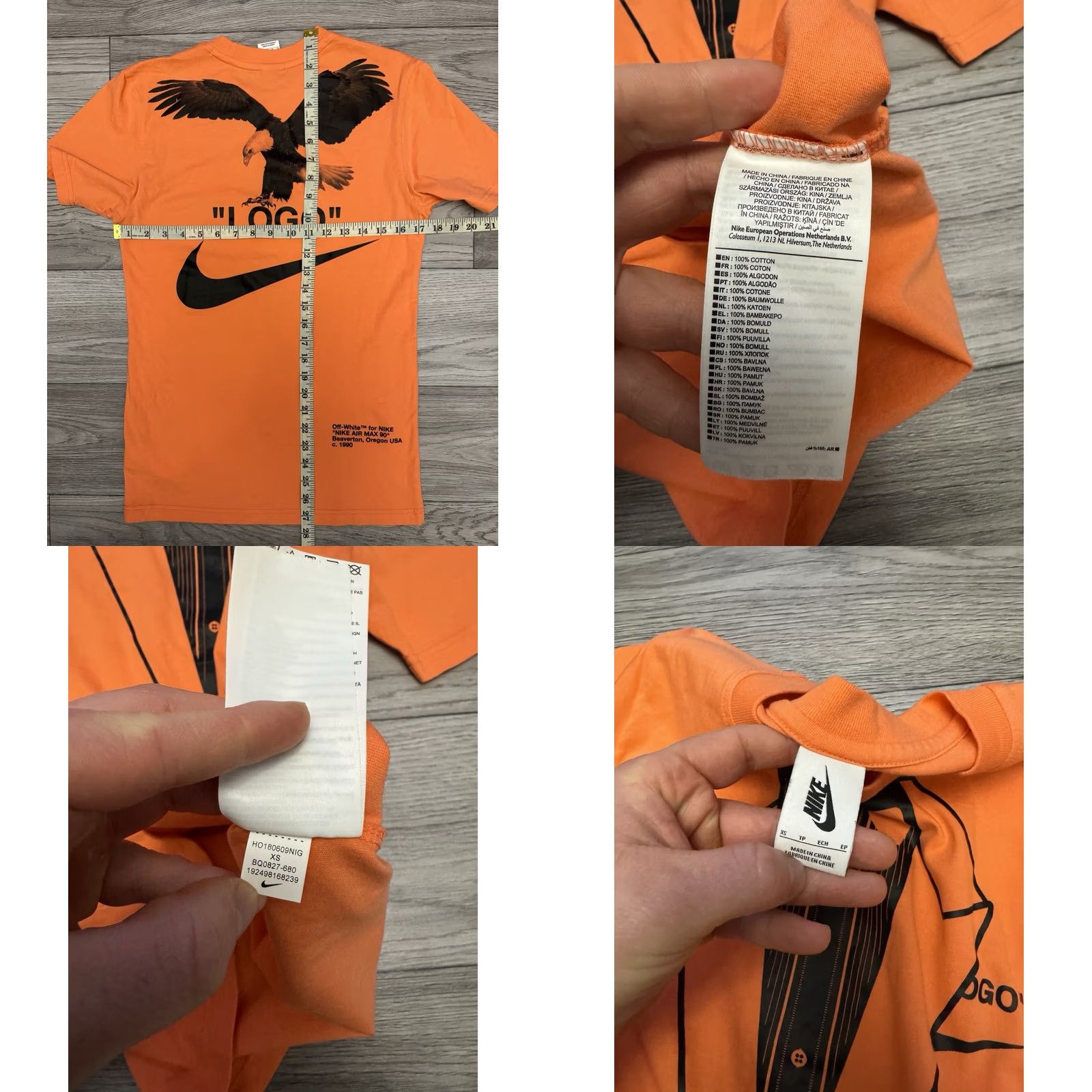 Nike VINTAGE Nike x Off-White NRG A6 T-Shirt 'Wild Mango' XS Men's Orange NRG A6 T-Shirt Off-White Nike XS Mens Size US XS / EU 42 / 0 - 9 Thumbnail