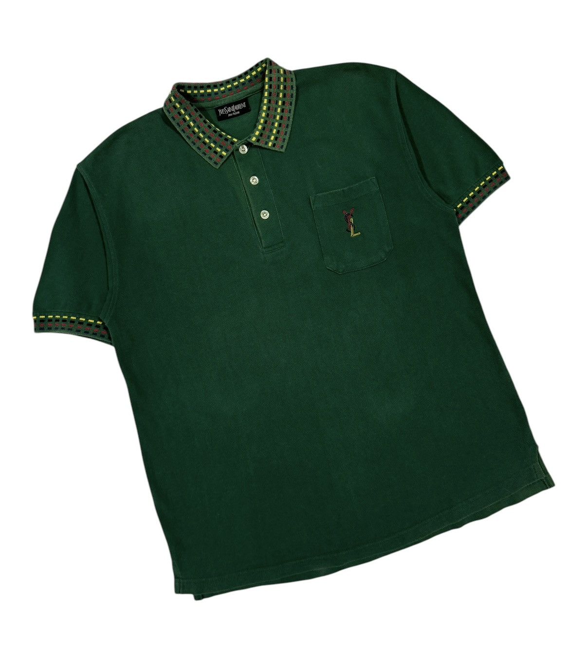 Vintage Vtg🔥90’s YvesSaintLaurent Ysl Embroidery Pocket Polo Tee Size US L / EU 52-54 / 3 - 5 Thumbnail