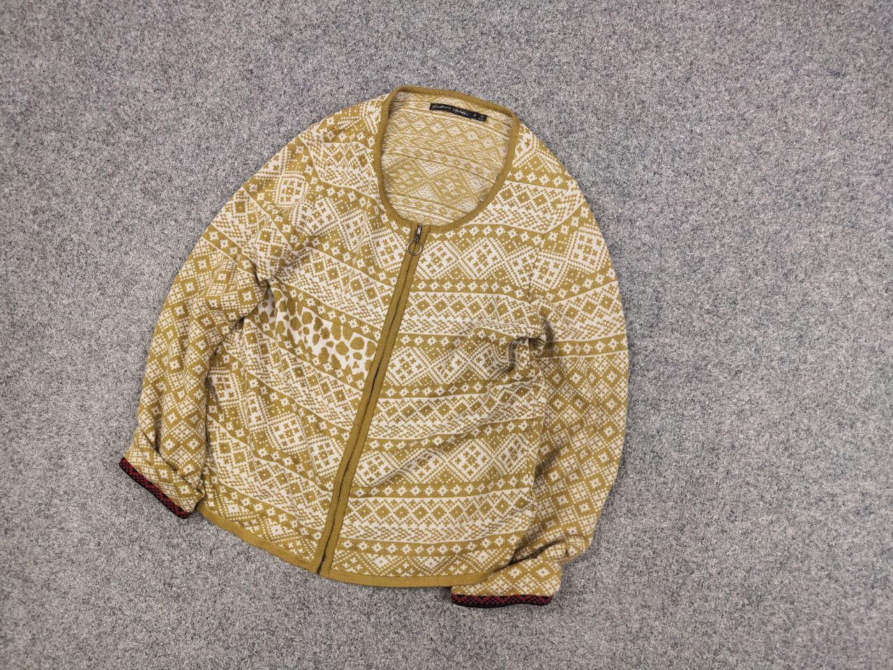 Gudrun Sjoden Gudrun Grenz zip Wool Blend Yellow pattern Seater cardigan Size S / US 4 / IT 40 - 3 Thumbnail