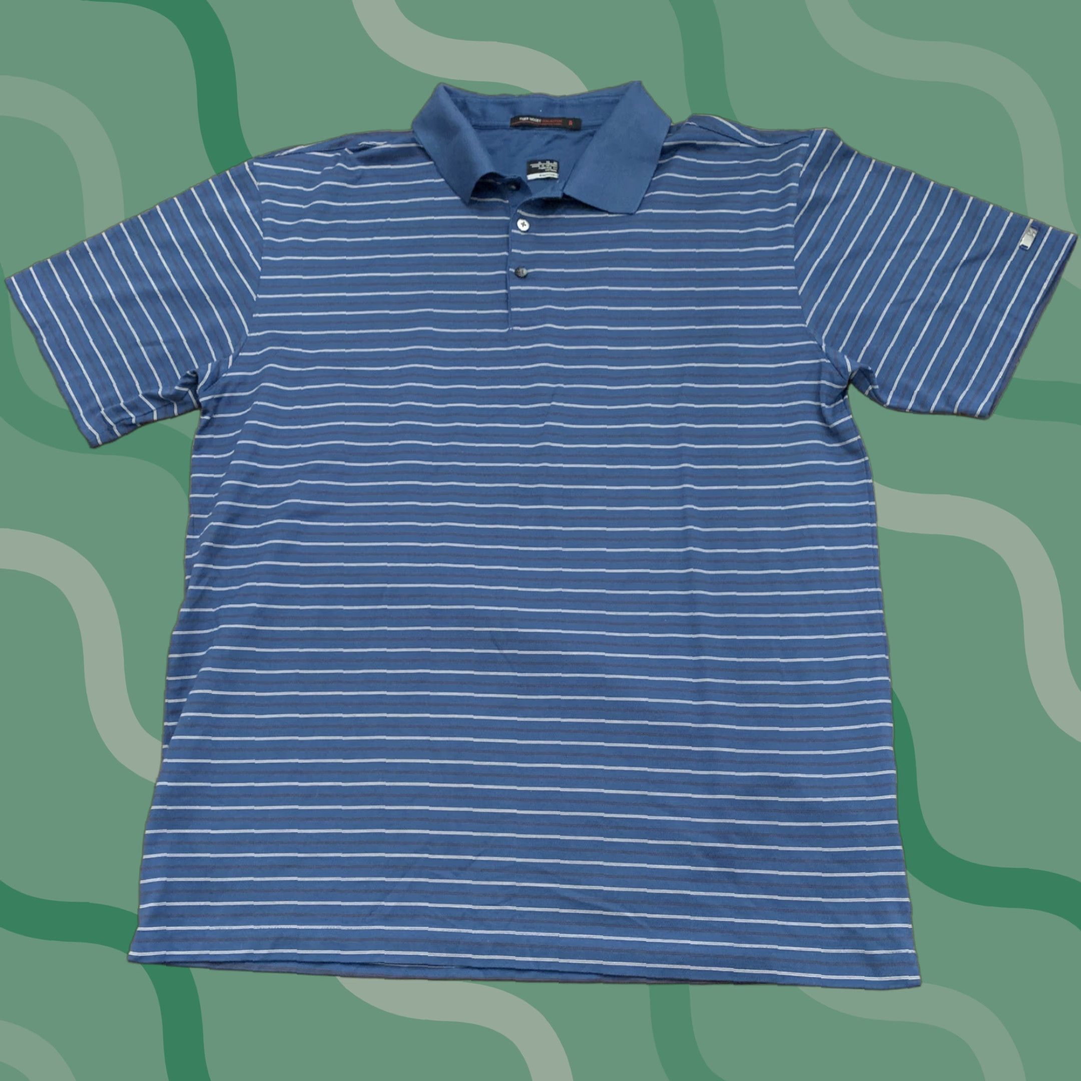 Nike VINTAGE Nike Tiger Woods Collection Golf Polo Mens XL Blue Striped Swoosh EUC Size US XL / EU 56 / 4 - 1 Thumbnail