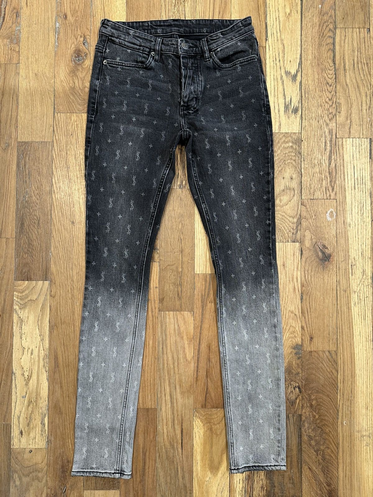 Ksubi Ksubi AOP Logos Gradient Grey Denim Jeans Size 28 Size US 28 / EU 44 - 1 Thumbnail