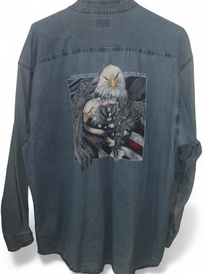 Other Vintage Eagle Graphic Denim Button-Up Size US XL / EU 56 / 4 - 5 Thumbnail
