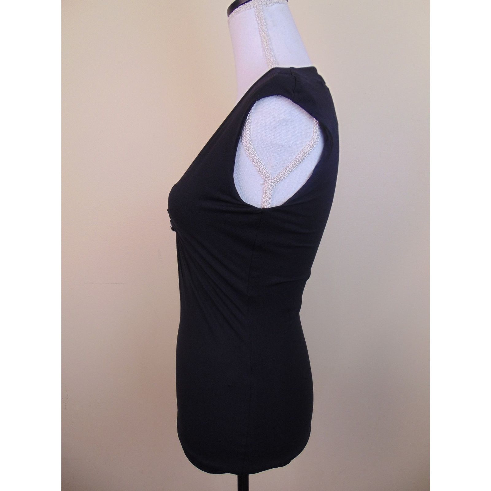 Roberto Cavalli CAVALLI BLACK NYLON JEWELED CRYSTALS SLEEVELESS DRESS TOP 44 Size XXL / US 16-18 / IT 52-54 - 3 Thumbnail