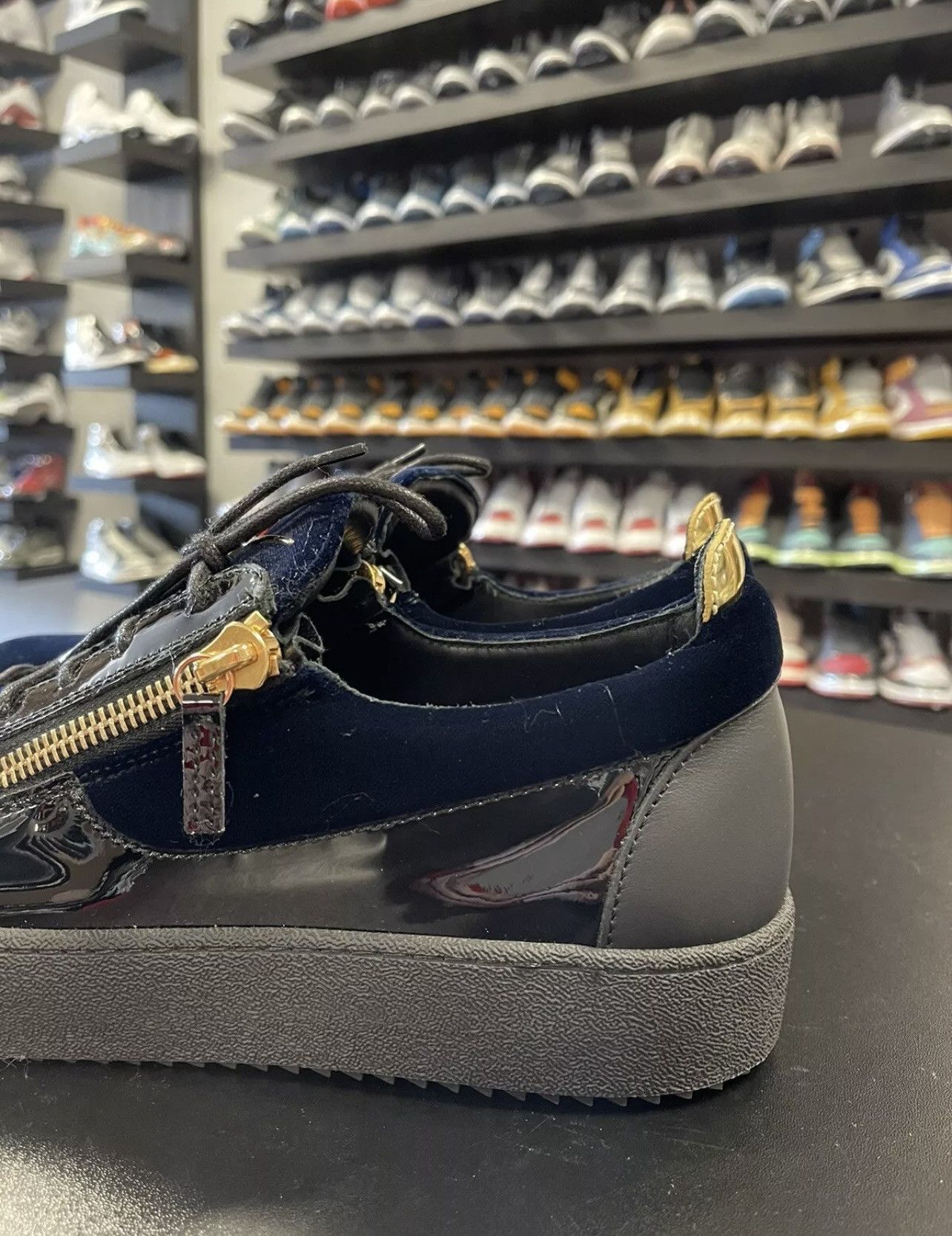 Giuseppe Zanotti Size 12 - Giuseppe Zanotti Men’s Frankie" Blue Velvet Black Size US 12 / EU 45 - 6 Thumbnail