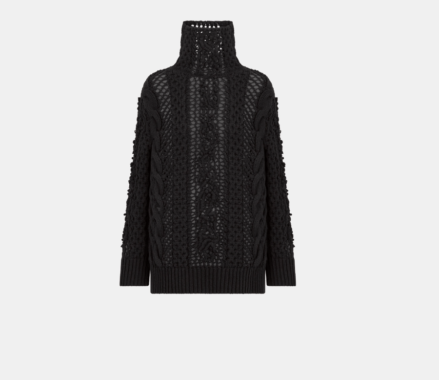 image of Dior O1W1Db10224 Stand-Collar Sweater In Black, Women's (Size Small)