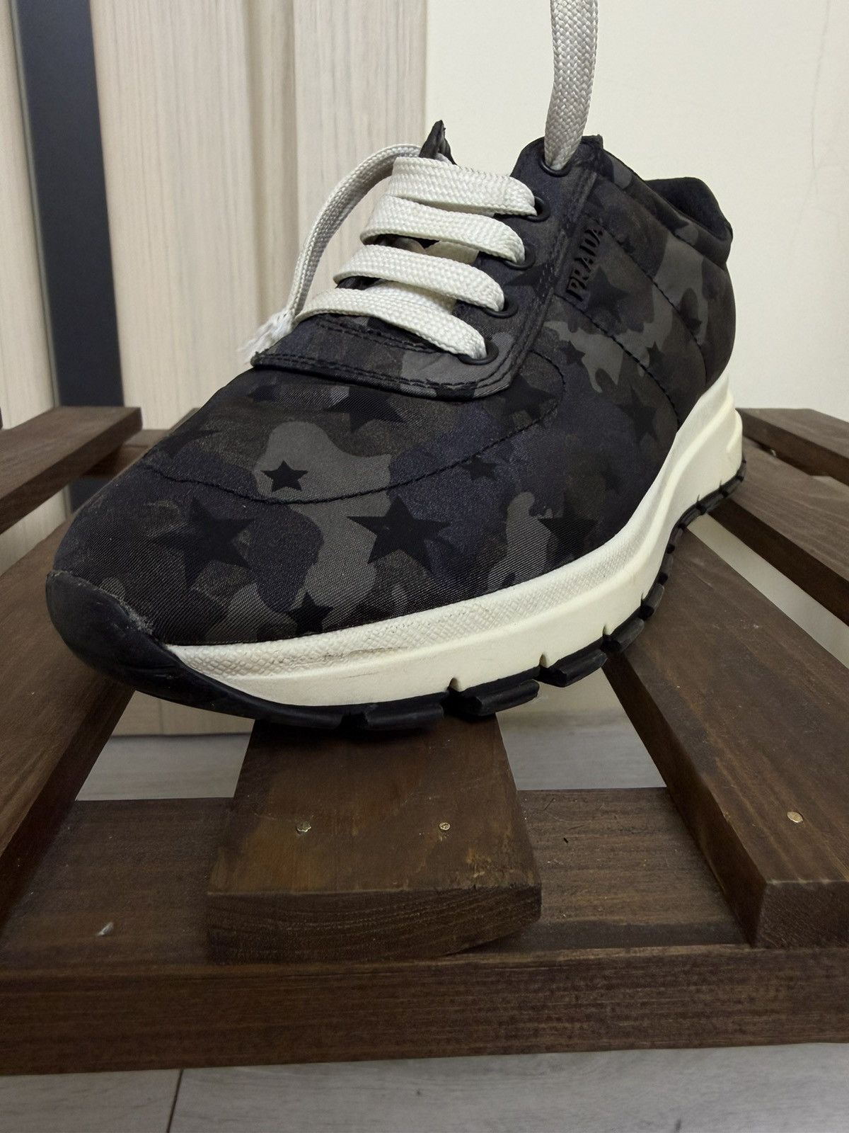 Prada Prada Nylon Camouflage Star Print Low-Top Sneakers shoes Size US 9 / IT 39 - 22 Thumbnail
