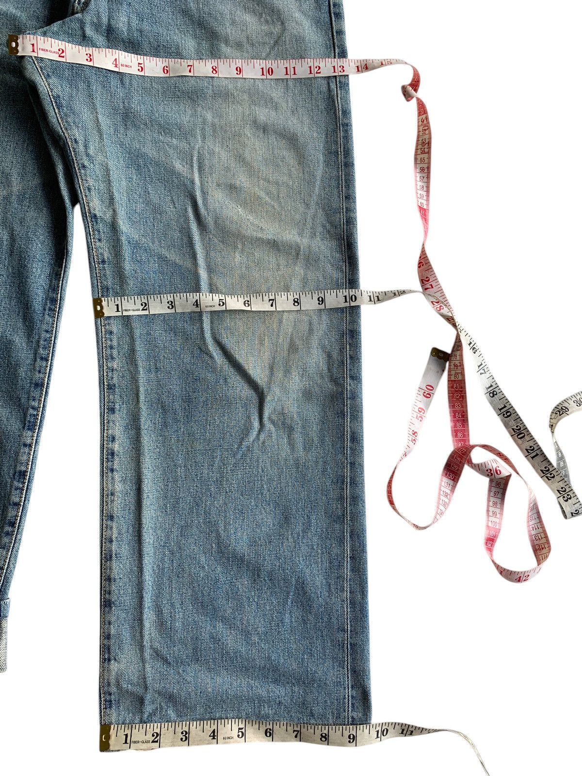 Kapital VINTAGE EDWIN 505 BAGGY SELVEDGE FADED DISTRESSED DENIM Size US 33 - 25 Thumbnail