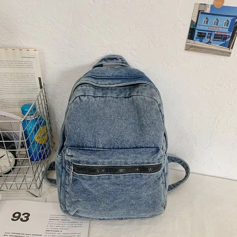 Japanese Brand Sewing Thread Zippered Denim Backpack Size ONE SIZE - 3 Thumbnail