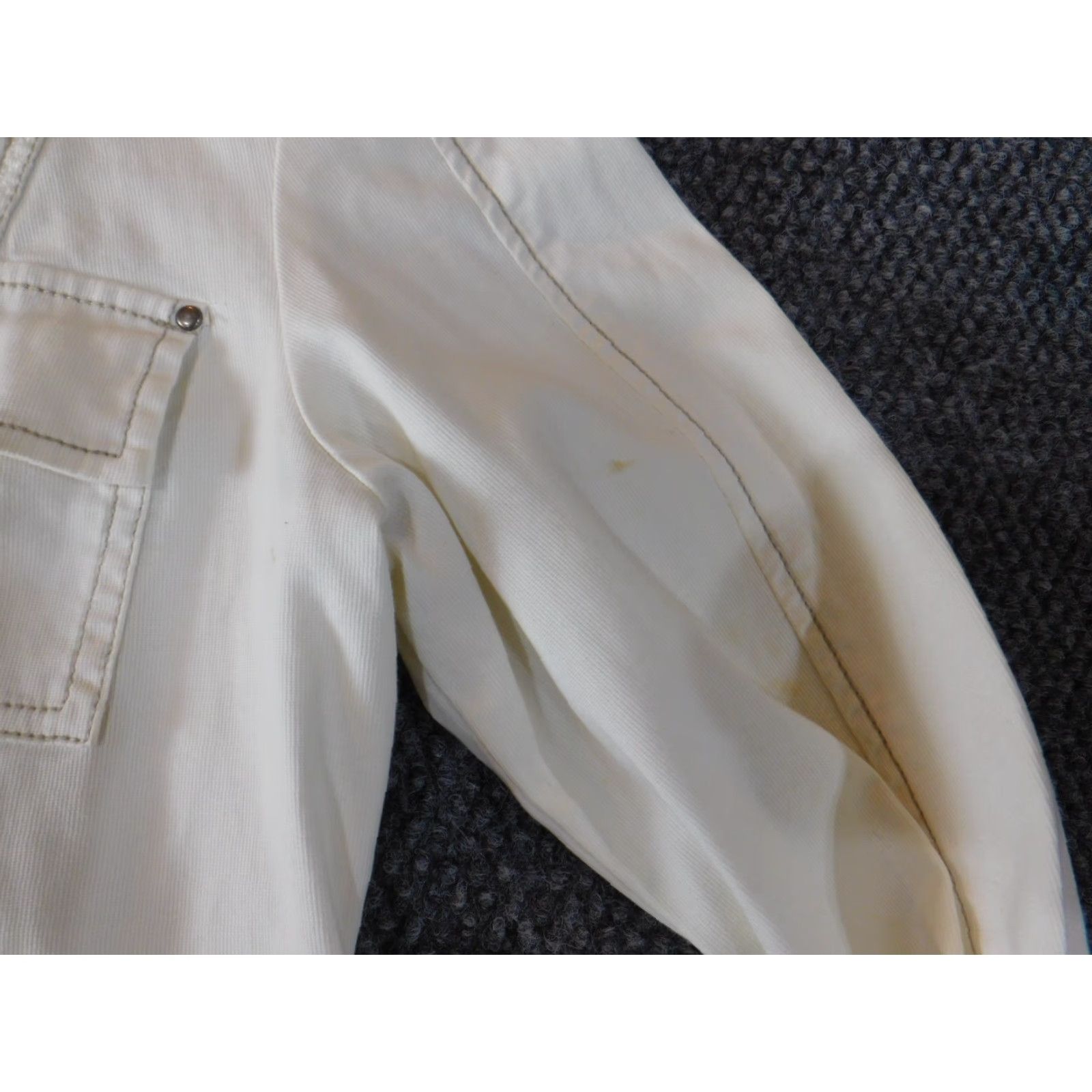 Vintage Chicos Jacket Womens Beige Denim Short Sleeve Button Stretch Regular Size 1 Casual Designer Vintage: No yur? Size XS / US 0-2 / IT 36-38 - 4 Thumbnail