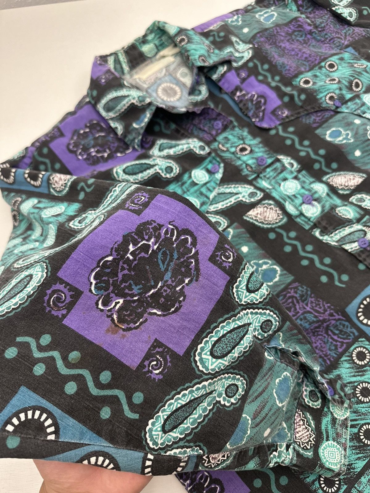 Other Vintage 80s Women’s Western Shirt Abstract Paisley Button Up Size XL / US 12-14 / IT 48-50 - 13 Thumbnail