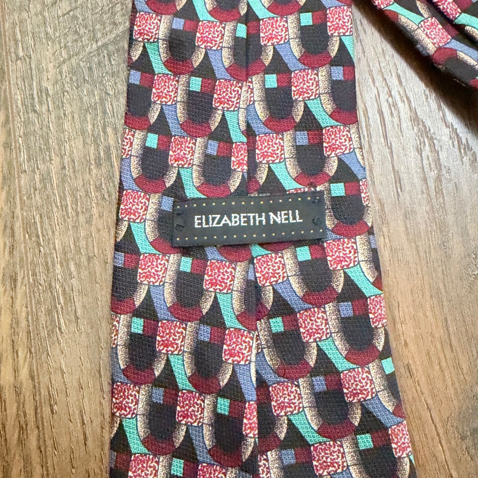 Other Elizabeth Nell Vintage Italian 100% silk neck tie 80s retro Size ONE SIZE - 4 Thumbnail
