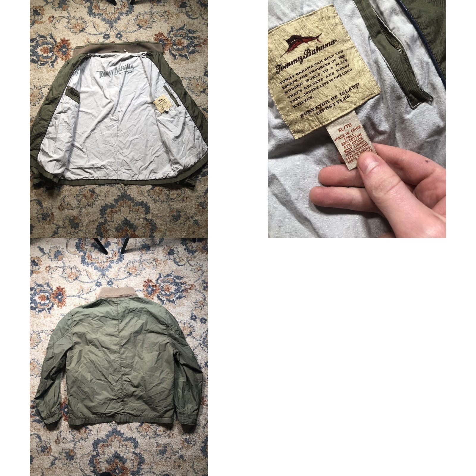 Tommy Bahama Tommy Bahama Windbreaker Jacket XL Green Full Zip Lined Nylon Shell Mens Size US XL / EU 56 / 4 - 8 Thumbnail
