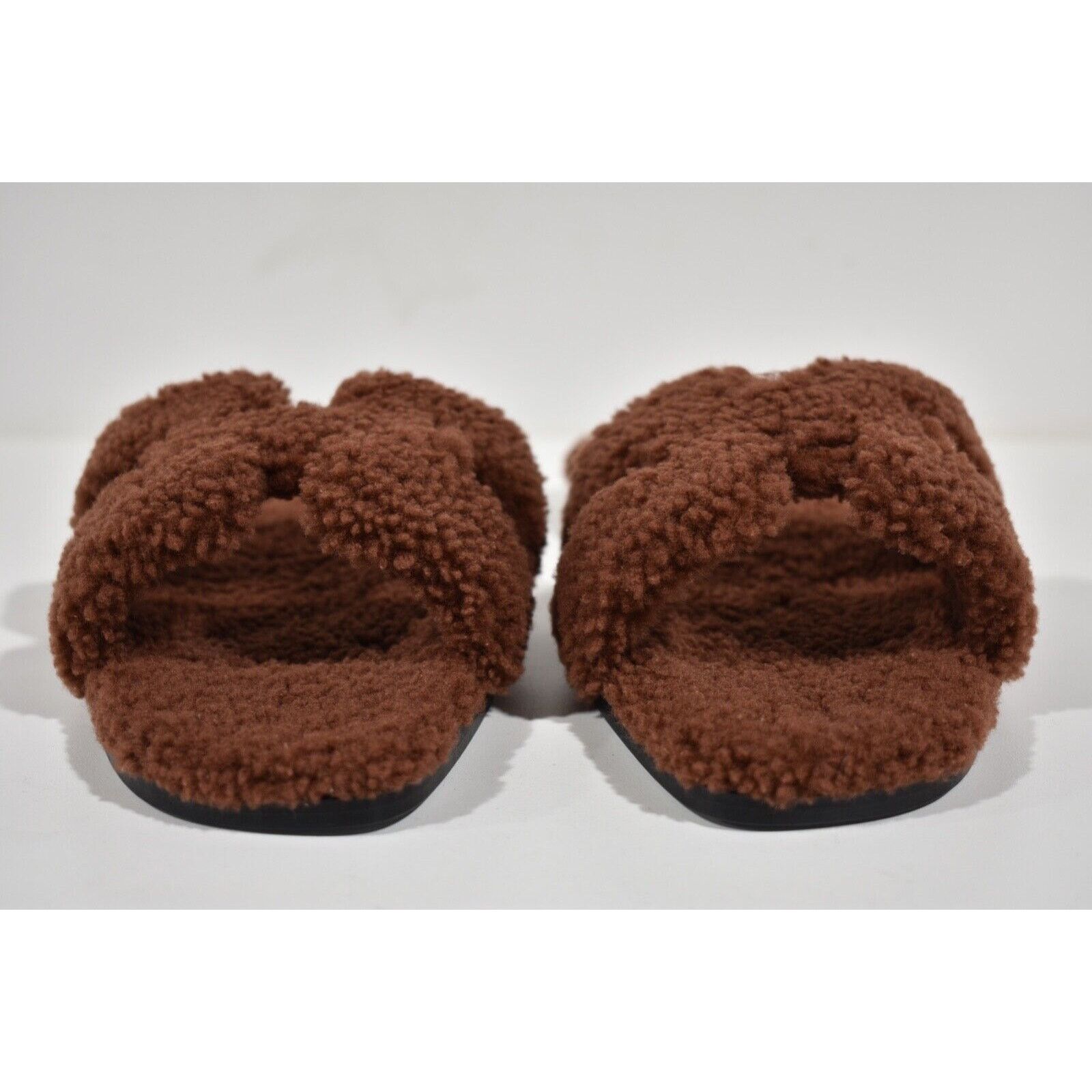Hermes Hermes Oran Teddy Shearling Fur Brown H Logo Slide Size US 8 / IT 38 - 6 Thumbnail