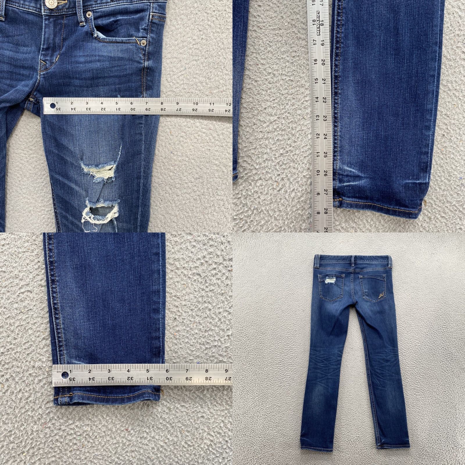 Express Express Womens Skinny Low Rise Distressed Cropped Denim Blue Jeans 0R Size Regular Violet? Size 25" / US 0 / IT 36 - 8 Thumbnail