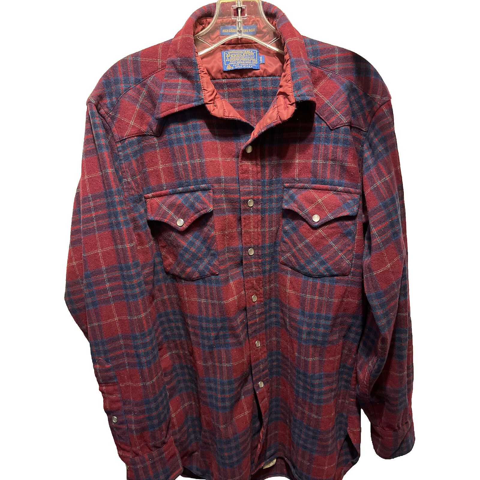 Pendleton Pendleton High Grade Men’s M Red Plaid Pearl Snap Wool Shirt Size US M / EU 48-50 / 2 - 1 Thumbnail