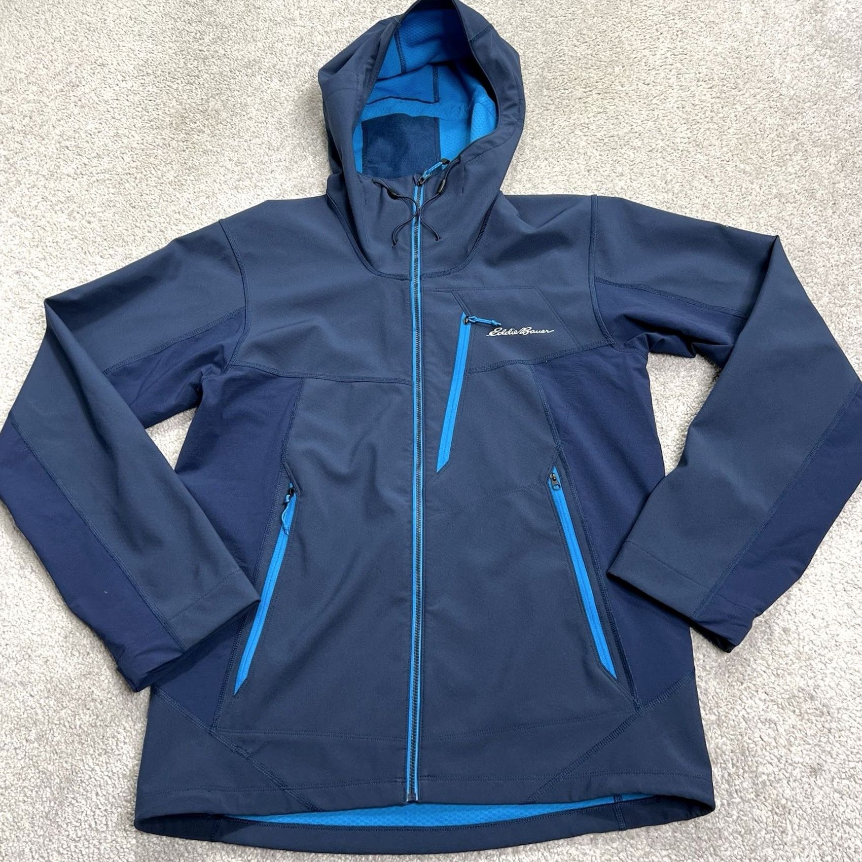 Eddie Bauer Eddie Bauer First Ascent Jacket Mens S Blue Hooded Softshell Windbreaker Stretch (Regular) Size US S / EU 44-46 / 1 - 2 Thumbnail