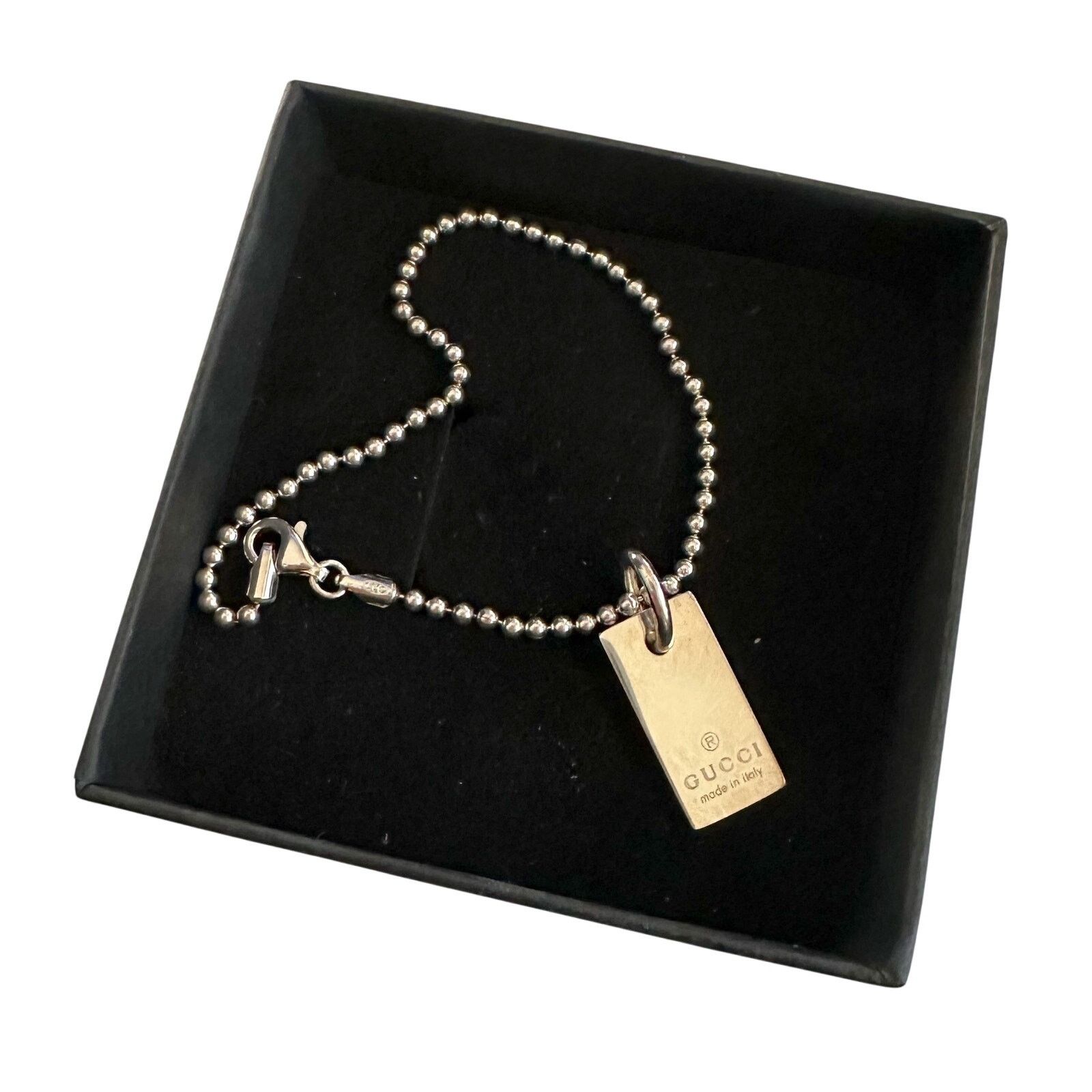 Gucci Gucci Silver Bar Logo Ball Chain Bracelet Size ONE SIZE - 12 Thumbnail