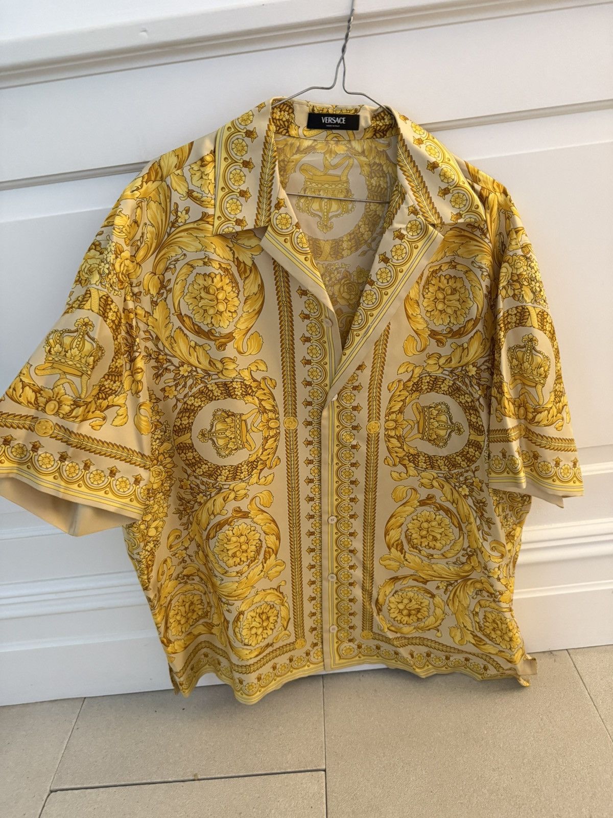 Versace Versace Beige & Yellow Barocco Silk Shirt & Shorts Set Size US L / EU 52-54 / 3 - 4 Thumbnail