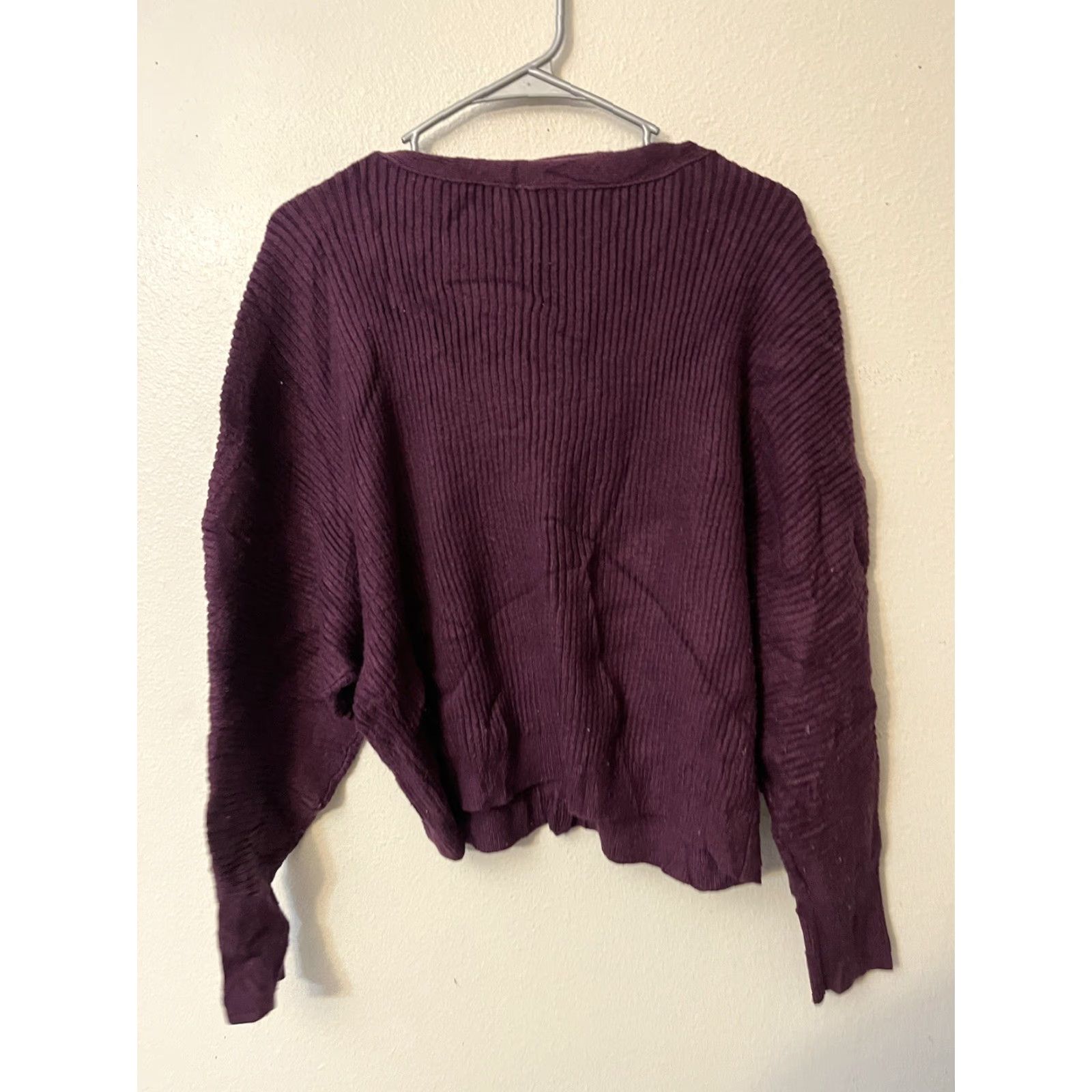 Express Express Women Cardigan V-Neck Button Down L Maroon Sweater Size L / US 10 / IT 46 - 2 Thumbnail