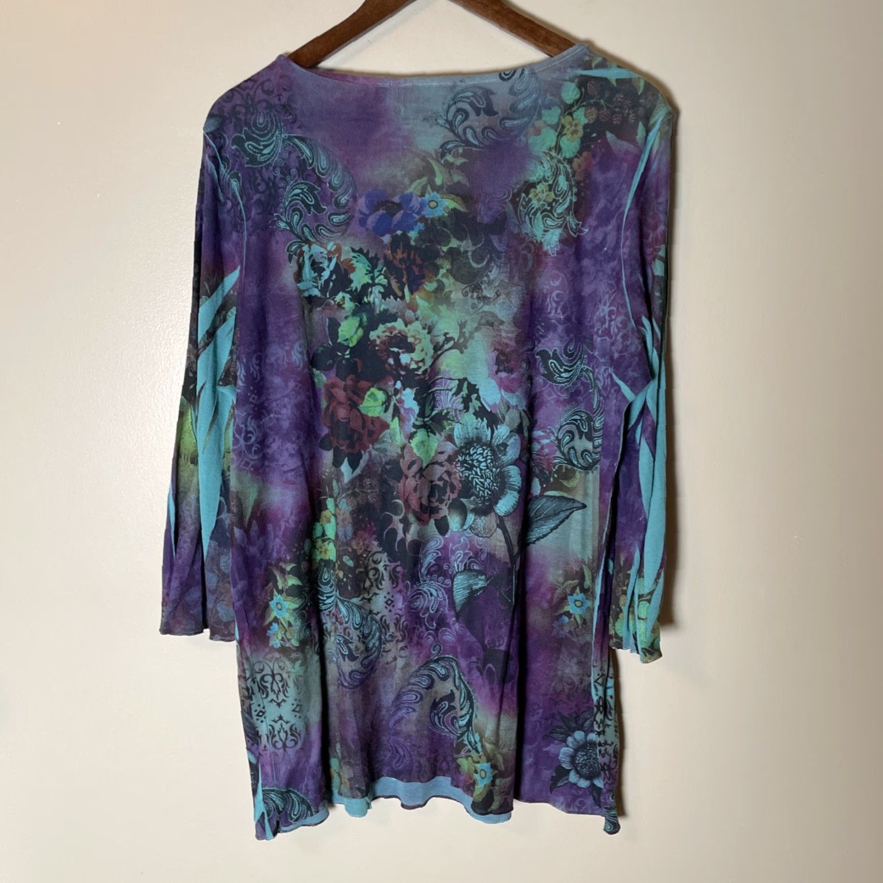 Altea One World Tunic Blouse Ladies 2XL Multicolor Fairy Grunge Bohemian Floral Long Sleeve Scoop Knit Pullover Christmas Style? Size XXL / US 16-18 / IT 52-54 - 6 Thumbnail