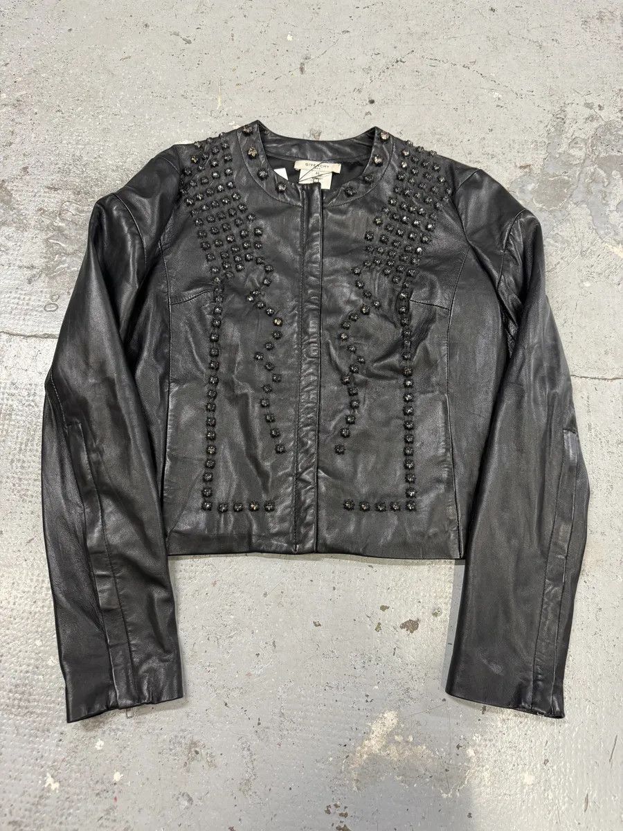 Designer × Givenchy × Vintage AW2010 Givenchy Black Crystal Embellished Leather Jacket by Riccardo Tisci Size S / US 4 / IT 40 - 1 Thumbnail