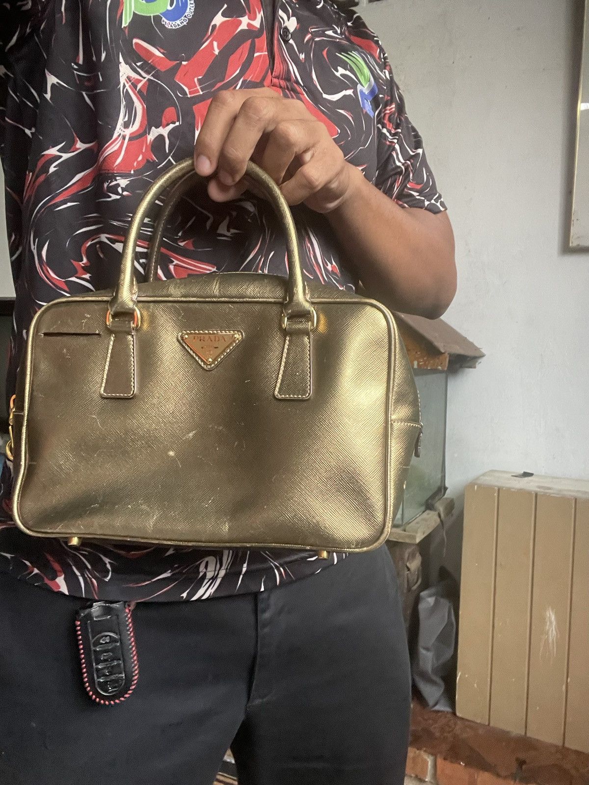 Prada Prada Bauletto Handbag Saffiano Leather Small Size ONE SIZE - 14 Thumbnail