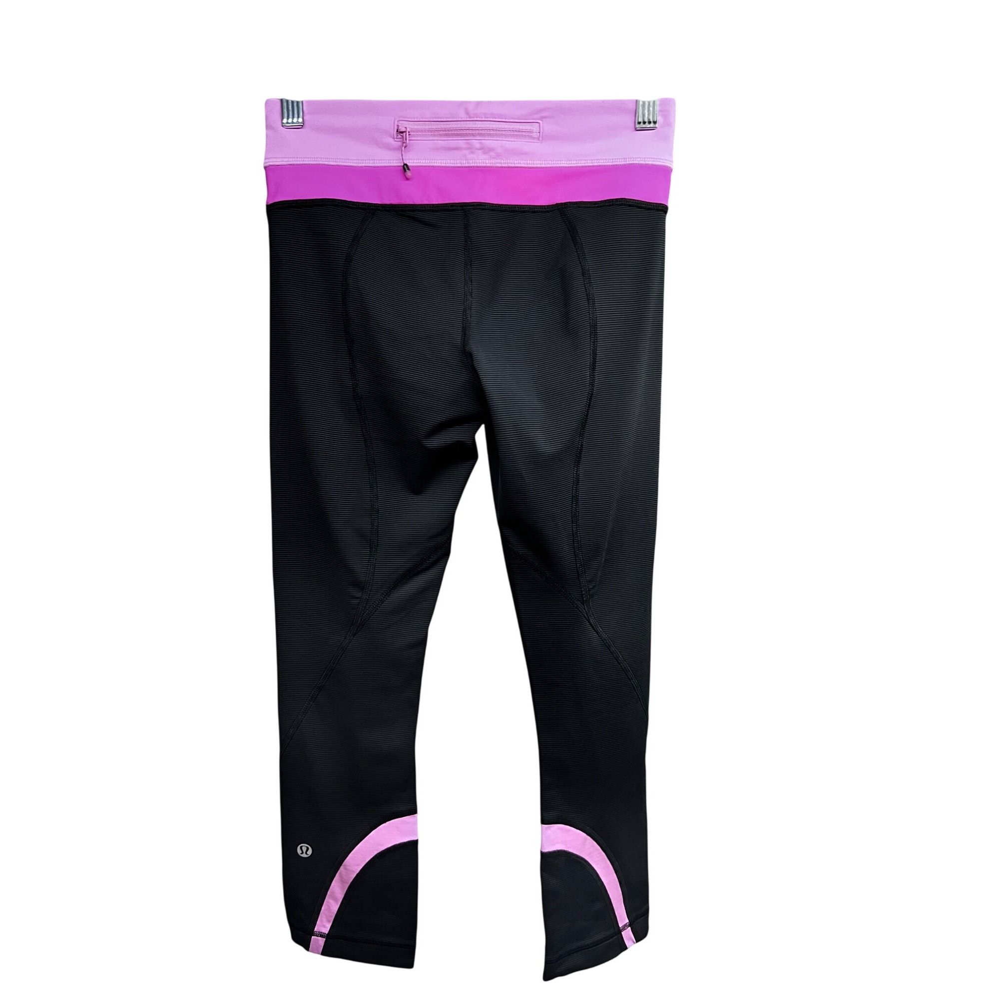 Lululemon Lululemon Run Inspire Crop II Leggings Wee Stripe Black Pink Size 25" / US 0 / IT 36 - 4 Thumbnail