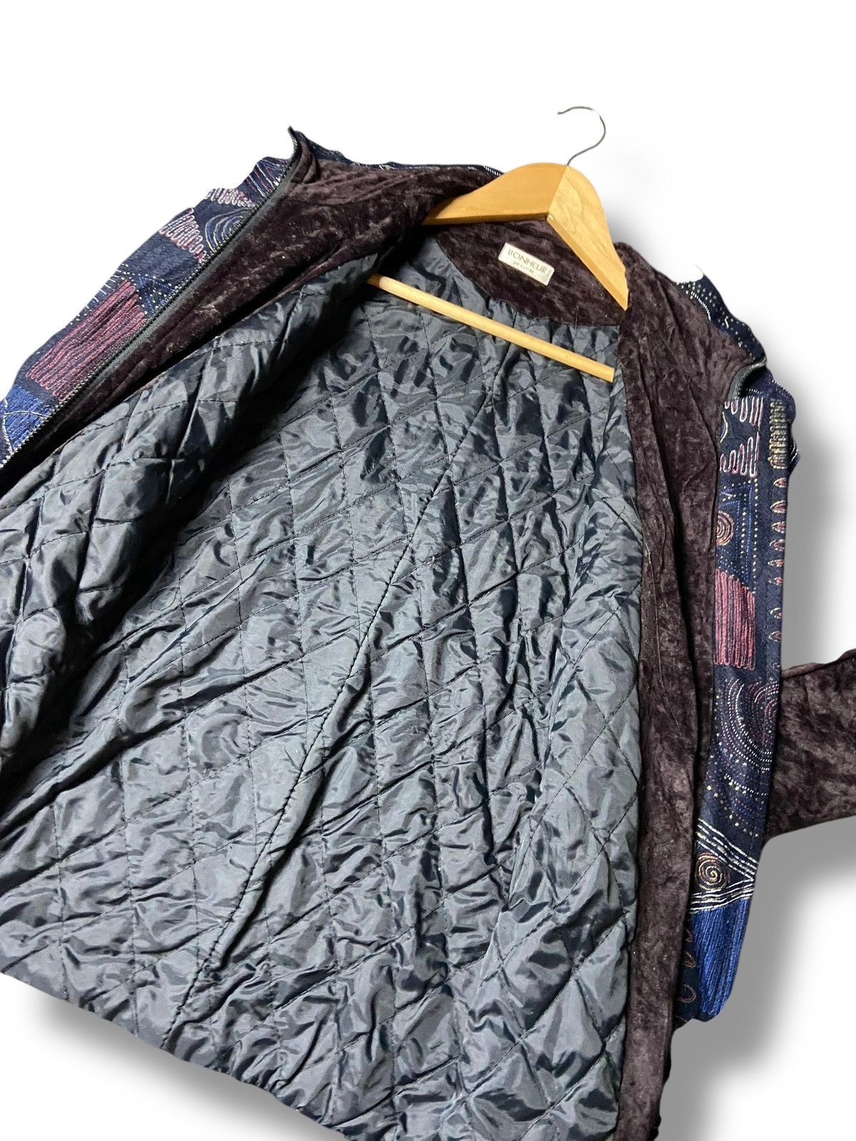 Japanese Brand Bonheur De Votre Velvet Patterned Fabric Jacket (166) Size US M / EU 48-50 / 2 - 2 Thumbnail