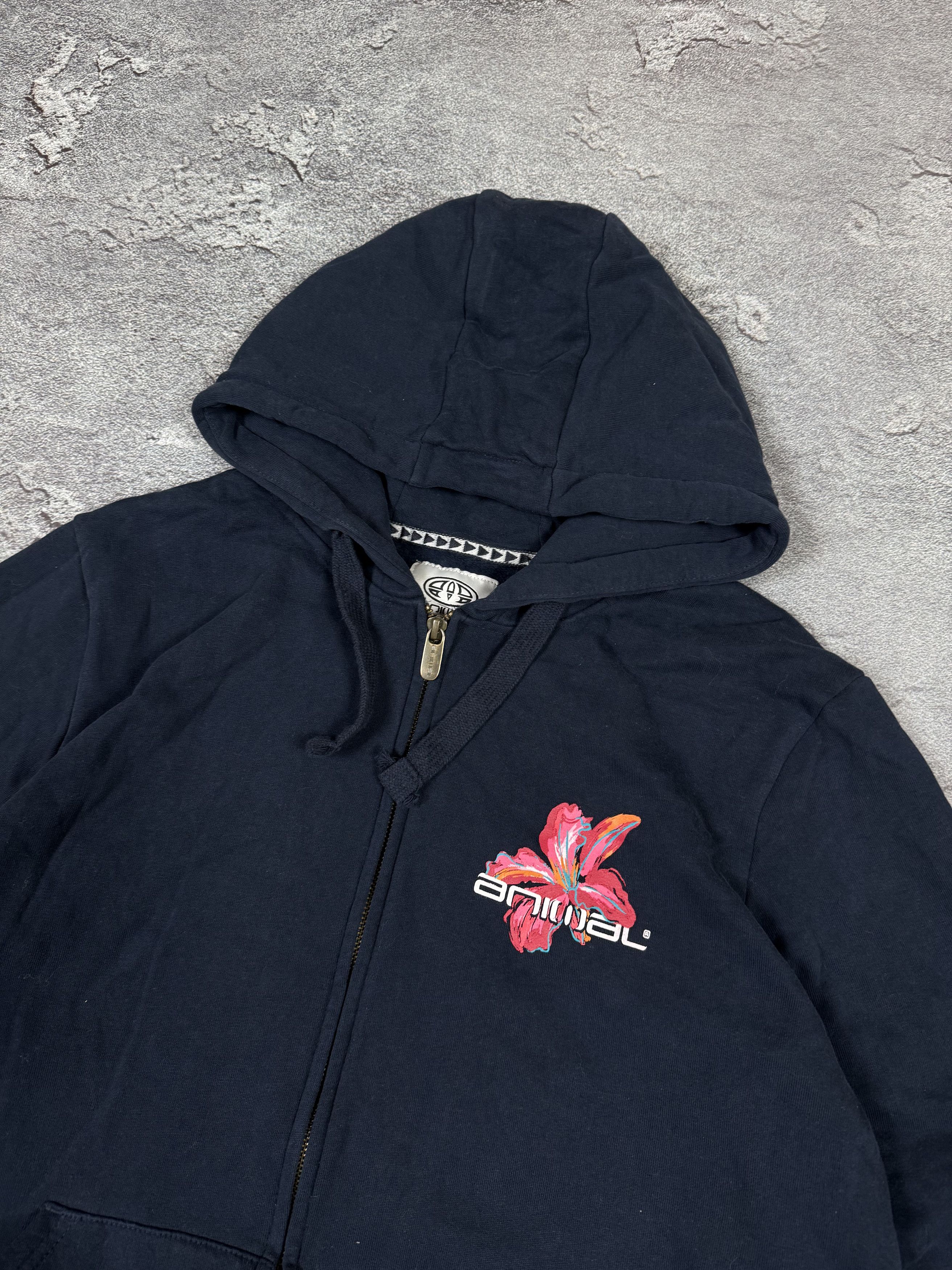 Quiksilver Y2K Animal Floral Zip Up Navy Surf Style Hoodie Size XL / US 12-14 / IT 48-50 - 3 Thumbnail