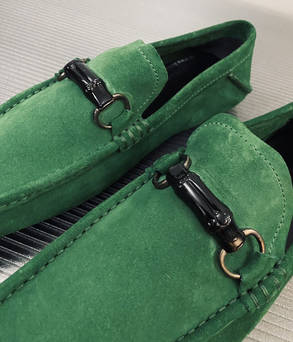 Tom Ford Gucci x Tom Ford 🇮🇹 Shamrock Suede Blk Bamboo Vintage 12 NEW Size US 12 / EU 45 - 3 Thumbnail