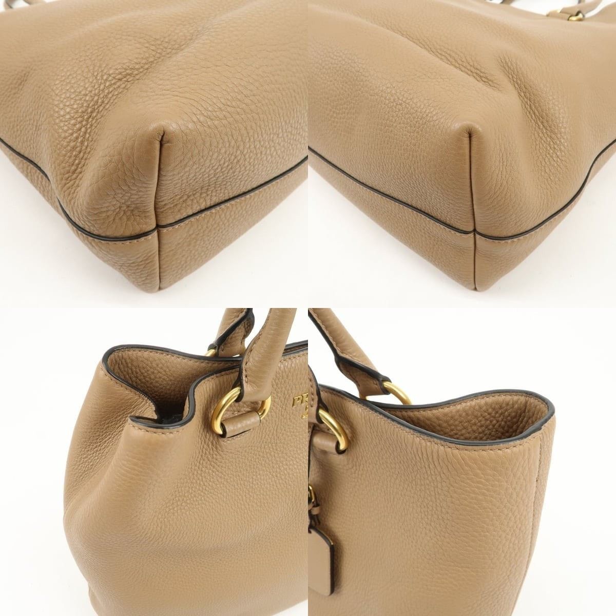 Prada Prada Logo Leather Tote Tan Size ONE SIZE - 5 Thumbnail