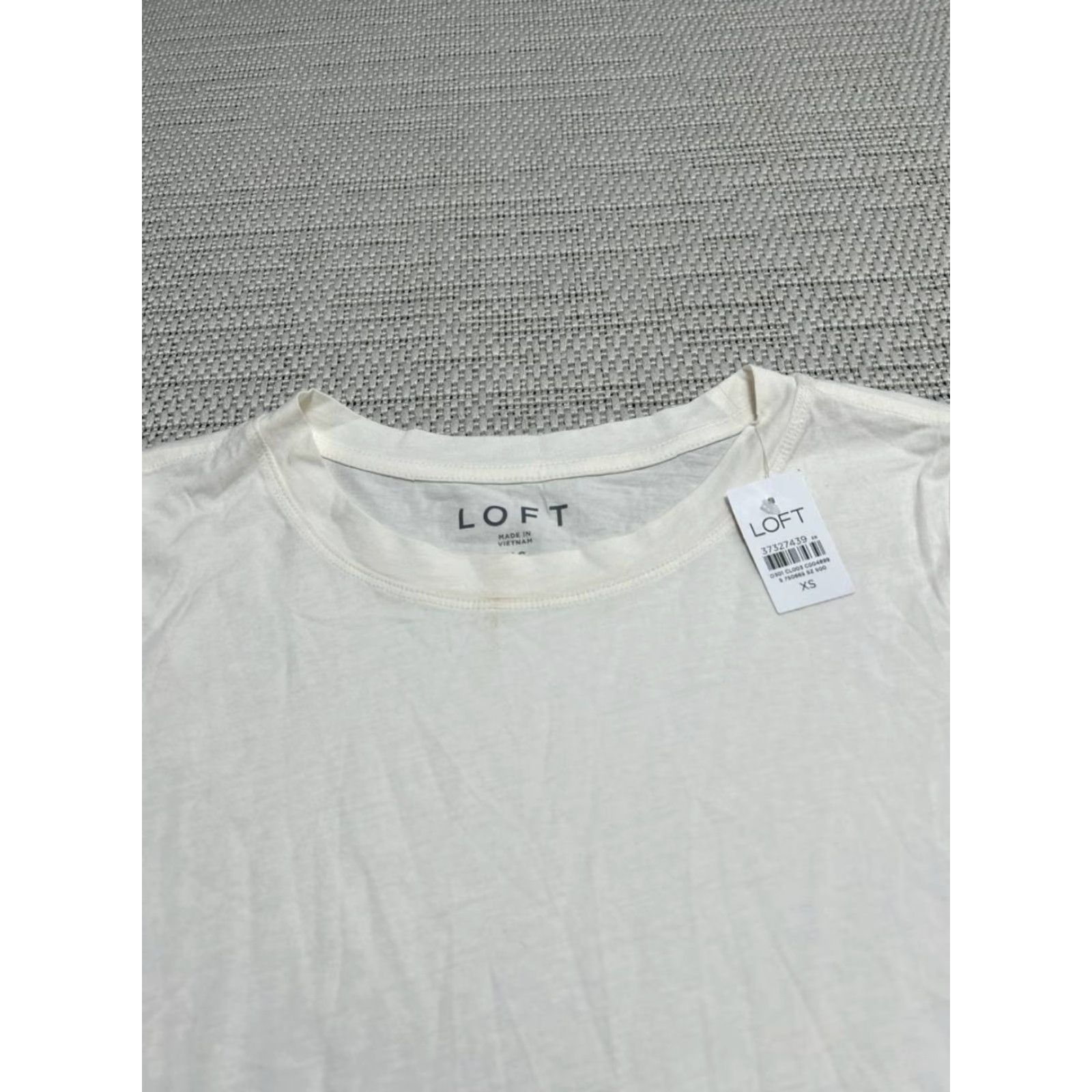 Loft Loft Womens XS White Cotton Classic Fit Shirt Tail Hem Crew Neck Tee Size XS / US 0-2 / IT 36-38 - 3 Thumbnail