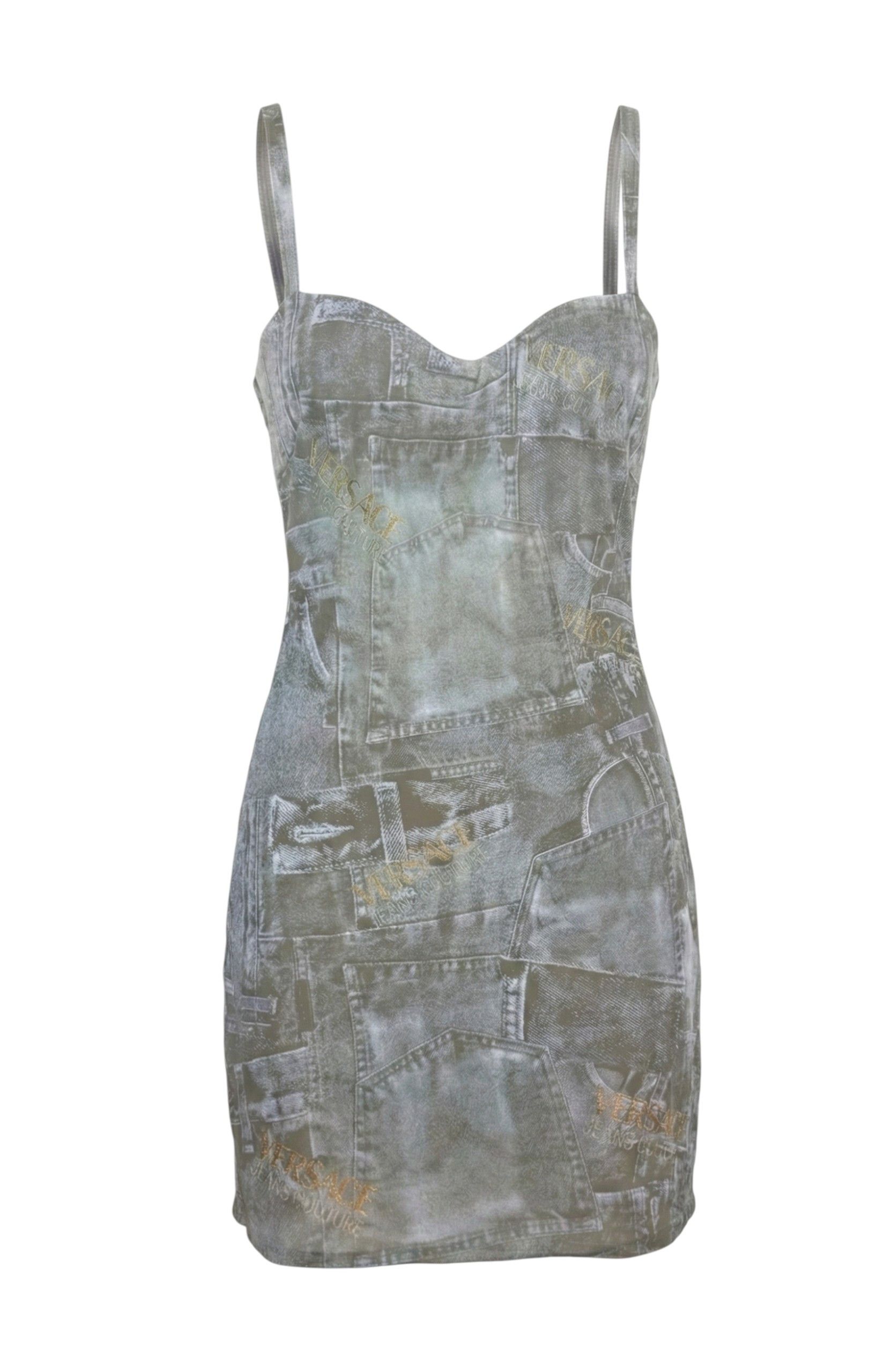 Versace ICONIC VERSACE DRESS PRINTED "DENIM" Size S / US 4 / IT 40 - 1 Thumbnail