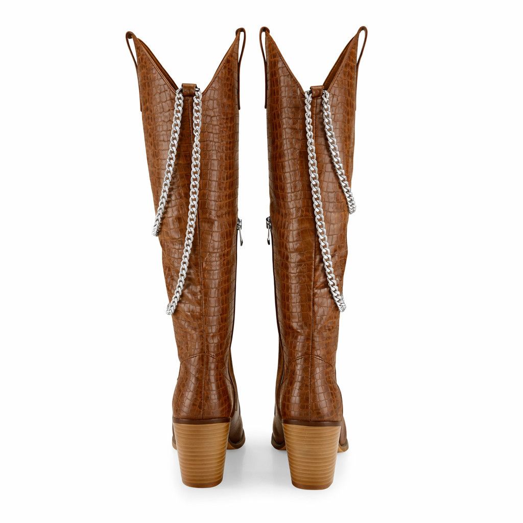 Other Dallas Brown Snake Texture Western Knee High Draped Chain Co Size US 11 / IT 41 - 5 Thumbnail