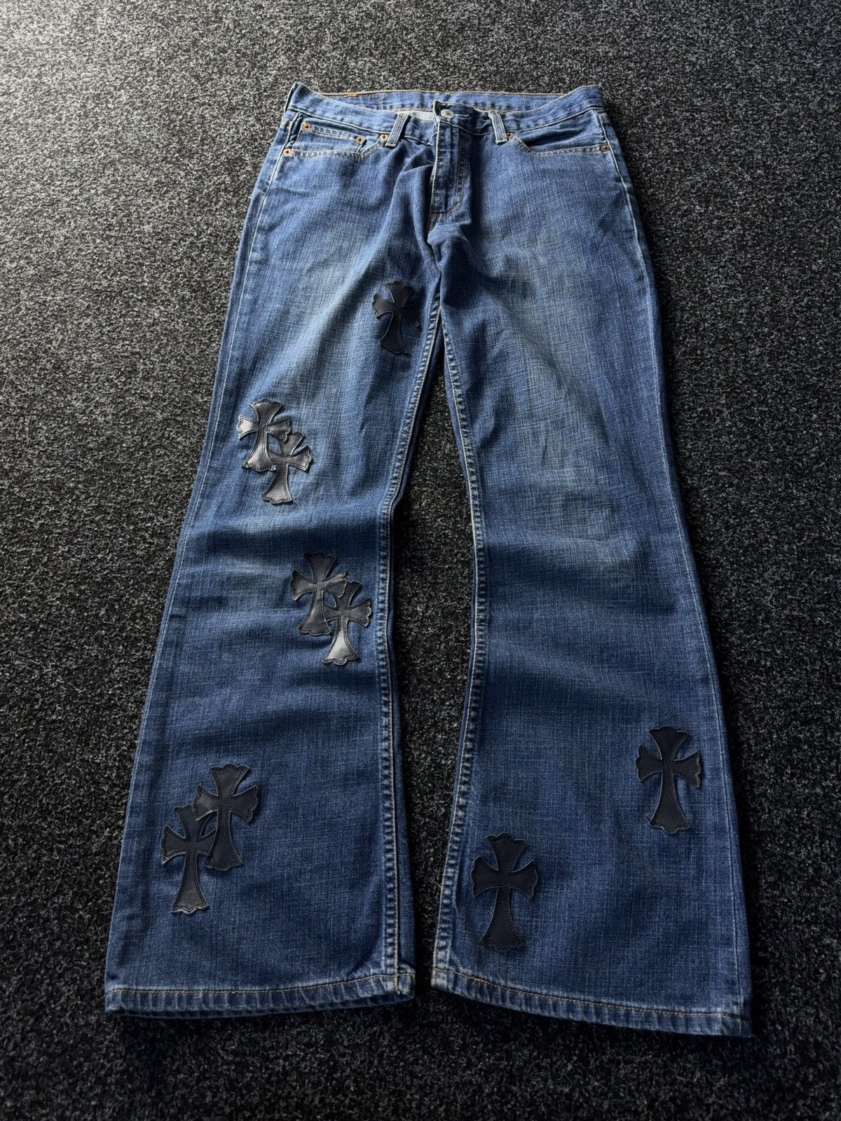 Designer × Japanese Brand × Levi's 🔥Levi’s Flared Chrome Hearts Style Cross Denim jeans Size 30" / US 8 / IT 44 - 1 Thumbnail