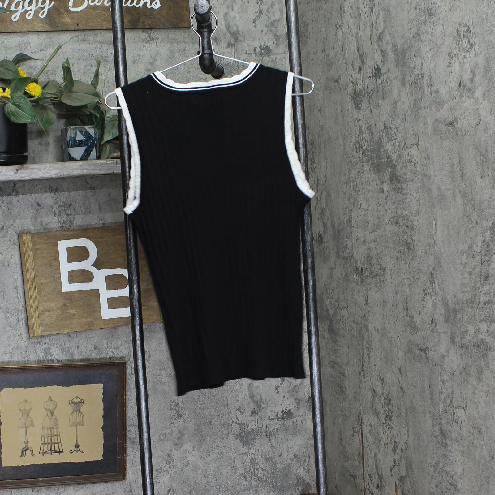 Karl Lagerfeld New Karl Lagerfeld Paris Womens Tank Top Black Soft White Xl Size XL / US 12-14 / IT 48-50 - 2 Thumbnail
