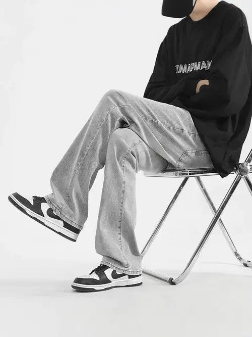 Japanese Brand × Jean Pants American grey straight slim fit casual jeans y2k Size US 32 / EU 48 - 4 Thumbnail