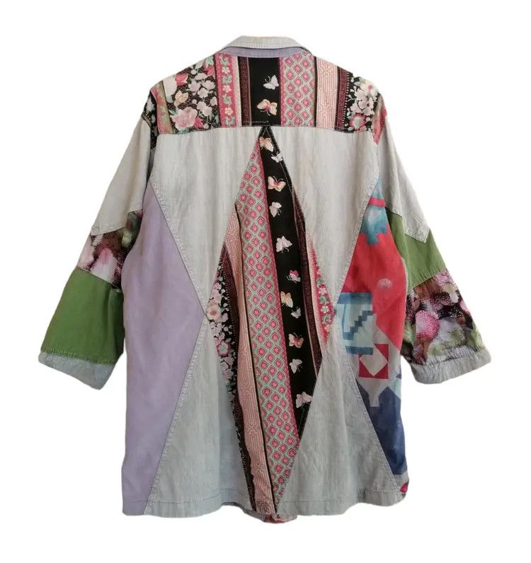 Japanese Brand VTG Bohemian Patchwork Linen Blend Oversized Blazer Jacket Size XL / US 12-14 / IT 48-50 - 7 Thumbnail