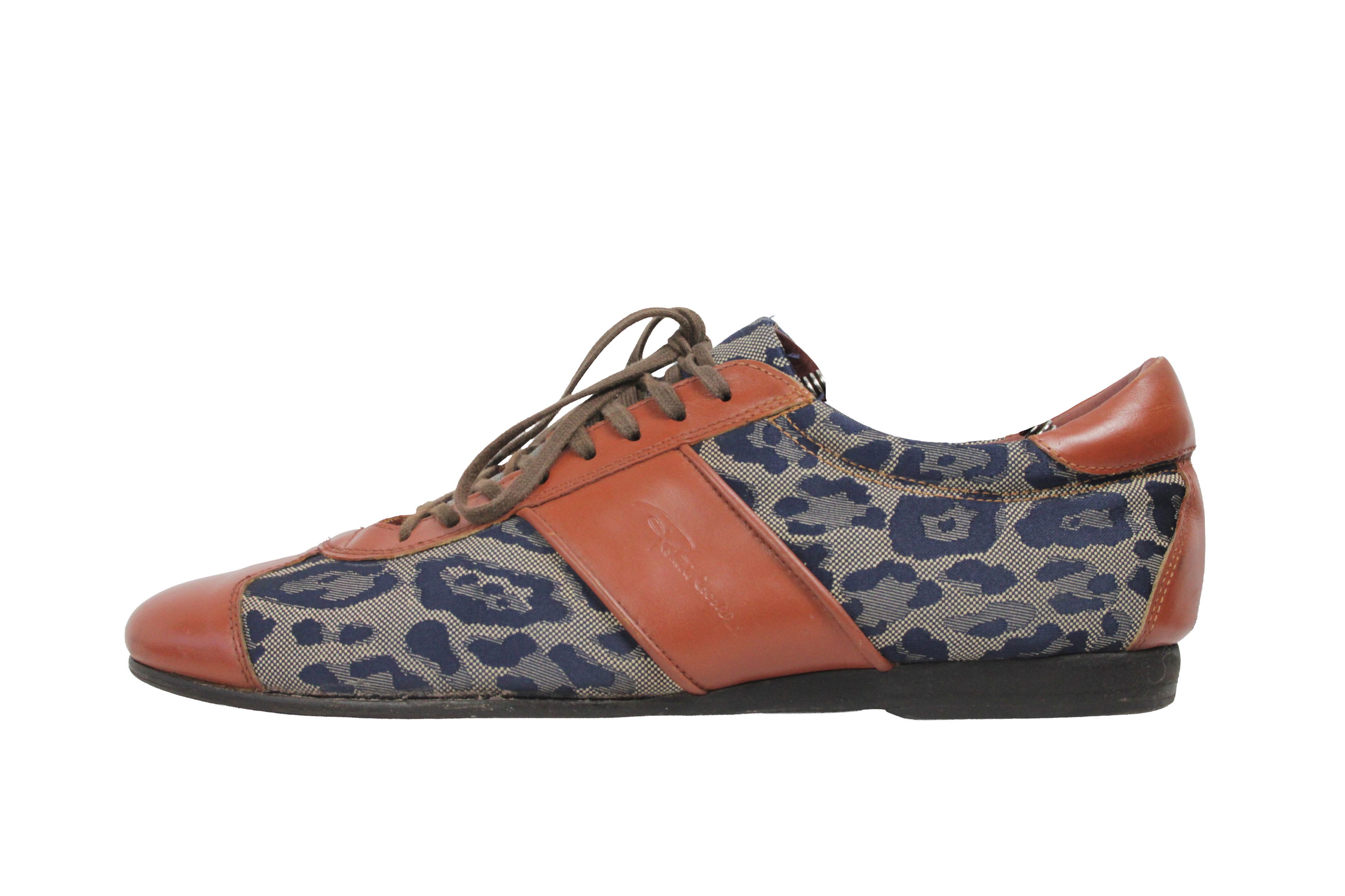 Roberto Cavalli 00S Leopard Jacquard Low Sneakers Vintage Size US 10 / EU 43 - 2 Thumbnail