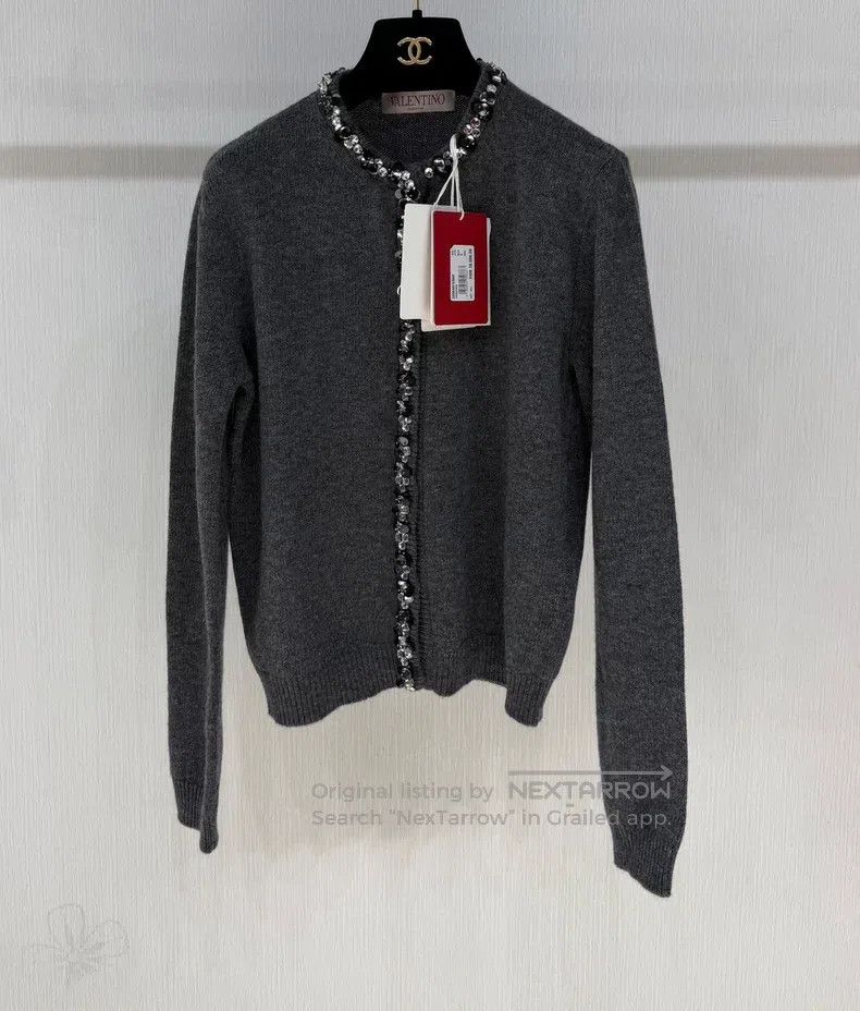 Valentino Valentino Beaded heavy work sheep wool cardigan Size S / US 4 / IT 40 - 1 Thumbnail