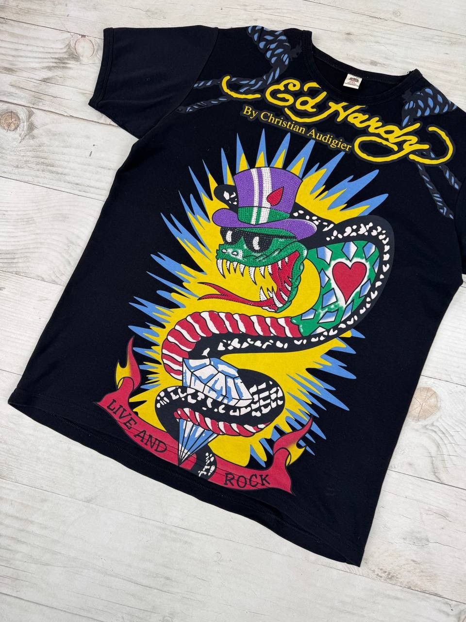 Christian Audigier Ed Hardy By Christian Audigier Live And Rock T Shirt Size US XXL / EU 58 / 5 - 3 Thumbnail