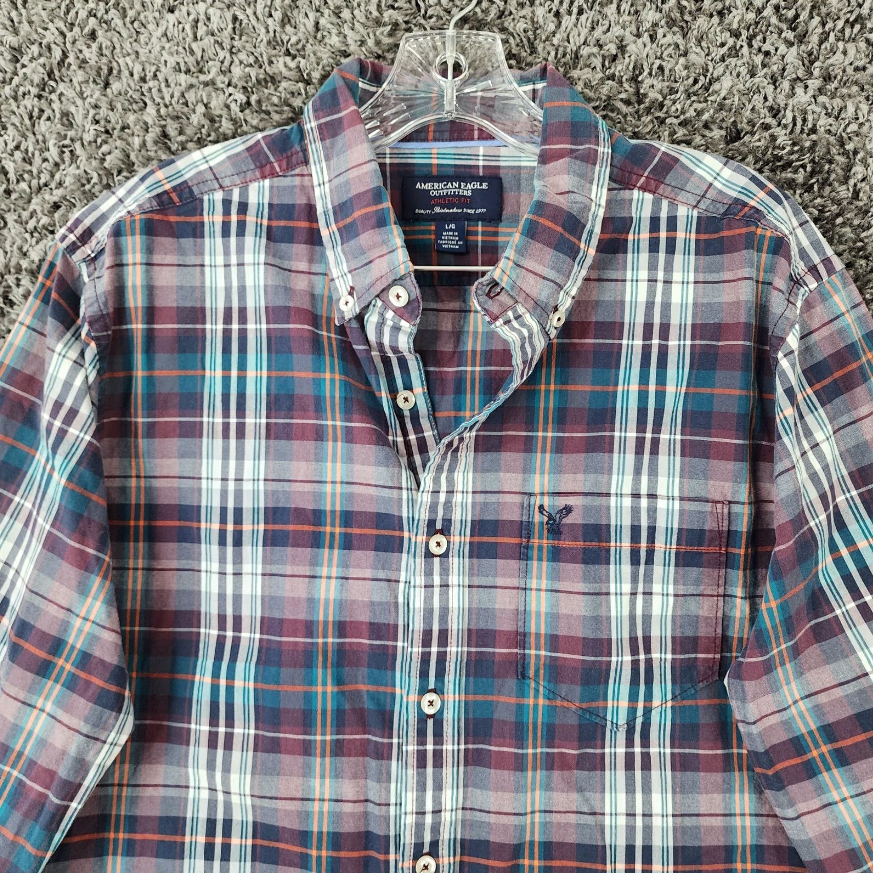 American Eagle Outfitters VINTAGE? No—American Eagle Shirt Men L Purple Plaid Athletic Fit Button-Up Long Sleeve size L Adult Mens Purple Plaid Button-Down Shirt Size US L / EU 52-54 / 3 - 3 Thumbnail