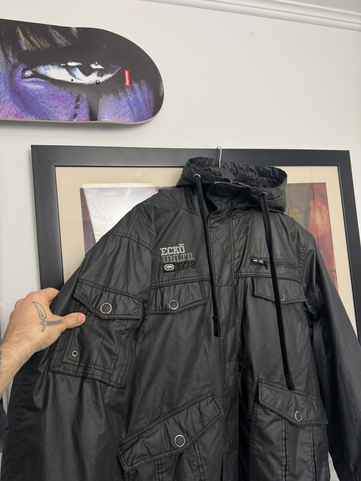 Ecko Unltd. Ecko Unltd Waxed Jacket Winter Fur Rap Baggy Streetwear Size US L / EU 52-54 / 3 - 3 Thumbnail