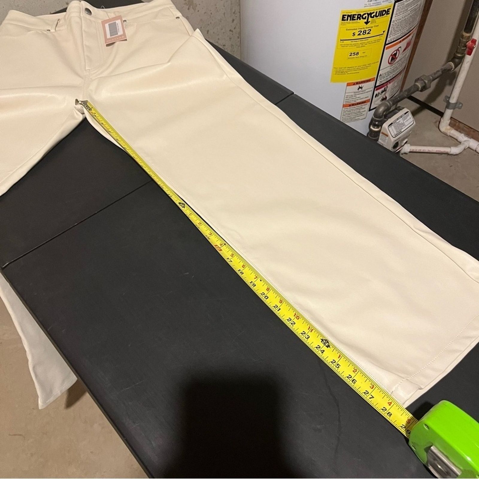 Other JUSTFAB NWT Faux Leather straight leg pants, Cream Beige Size 32" / US 10 / IT 46 - 8 Thumbnail