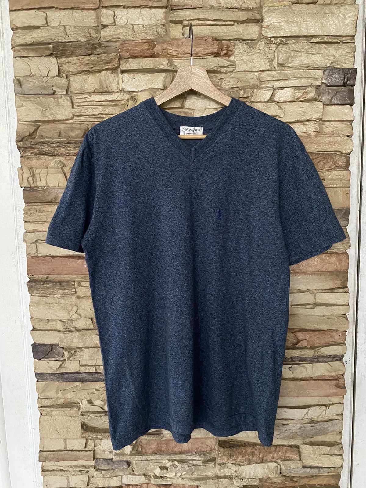 Yves Saint Laurent Vintage Yves Saint Laurent Pour Homme V Neck Plain Tees Size US M / EU 48-50 / 2 - 1 Thumbnail