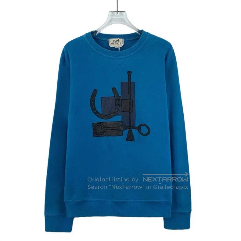 Hermes Hermes Dark blue mechanical pattern leather patch cotton r Size M / US 6-8 / IT 42-44 - 1 Thumbnail