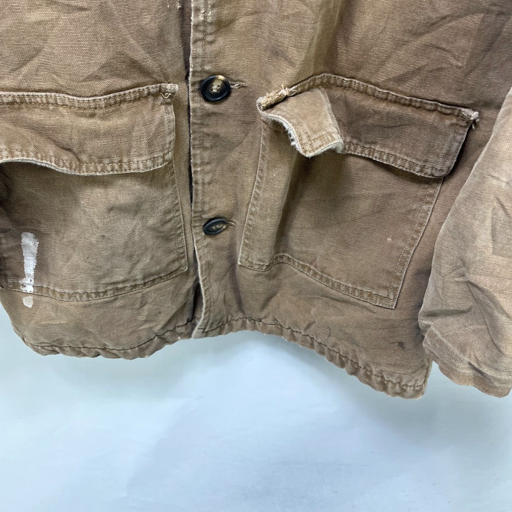 Carhartt VINTAGE Carhartt Jacket Barn Workwear Mens 38 Brown Canvas Sherpa Lined 70s J97 Size US XXS / EU 40 - 5 Thumbnail