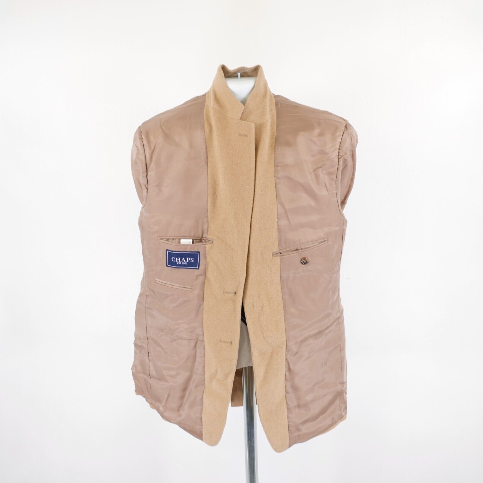 Chaps DAMAGED Chaps 100% Camel Hair 2 Leather Button Sport Coat 40 Size 40R - 10 Thumbnail
