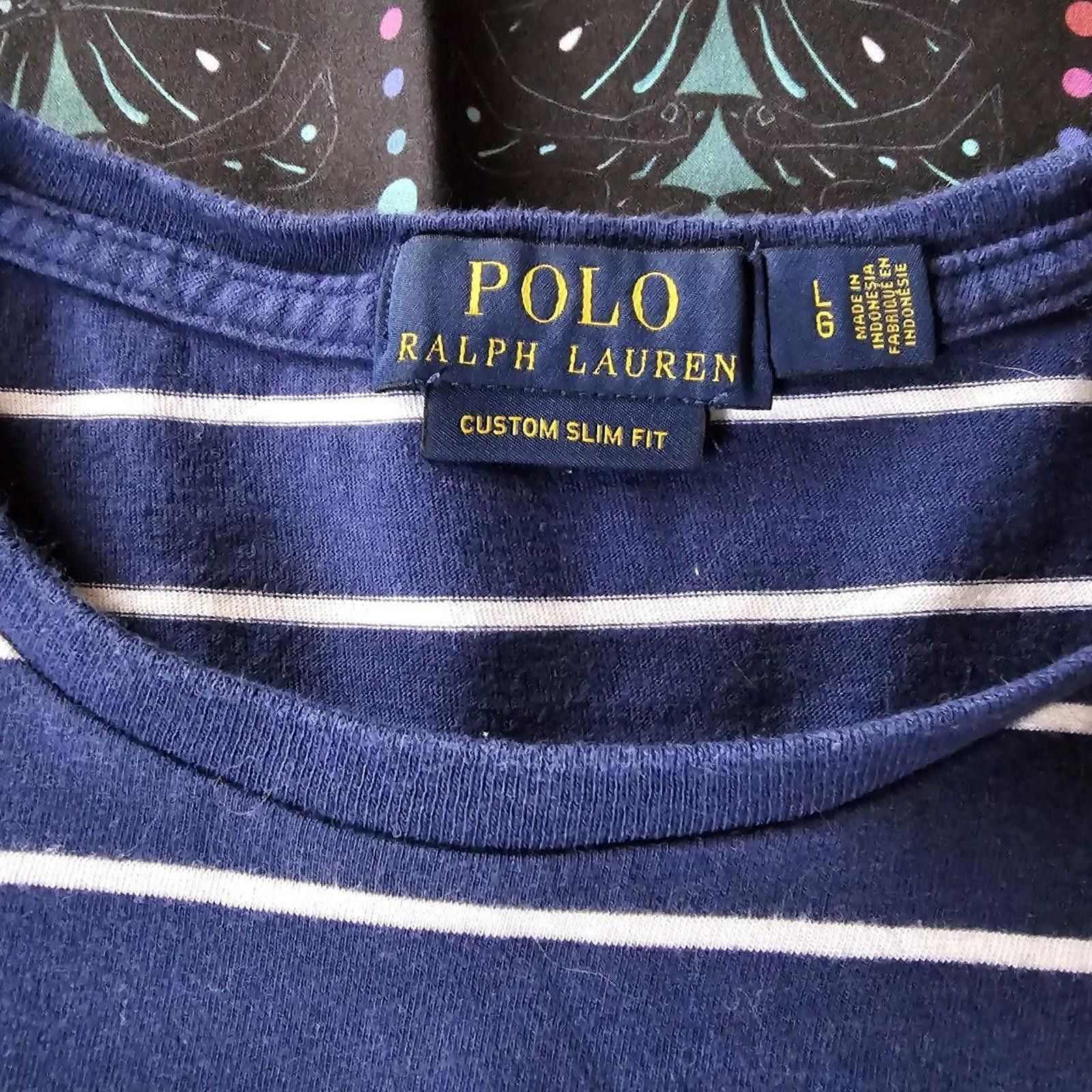 Polo Ralph Lauren Polo Ralph Lauren Women's White and Navy Tshirt Size ONE SIZE - 5 Thumbnail